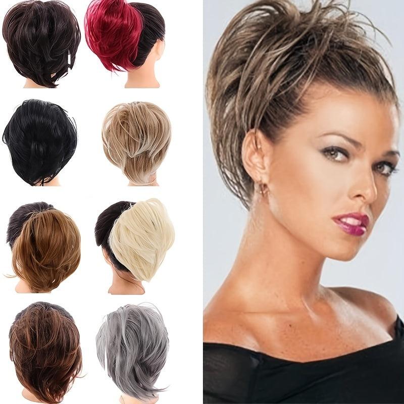 Women's Short Bun Headband Long Beard Monochrome Double Hair Bun