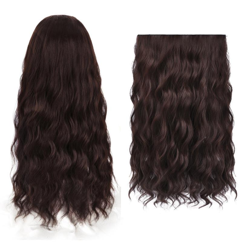 8 Cm Full Head Long Corn Wave Clip In Hair Extensions Brown