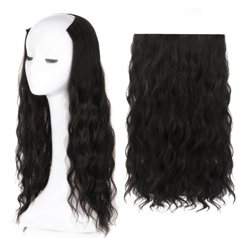 8 Cm Full Head Long Corn Wave Clip In Hair Extensions Brown