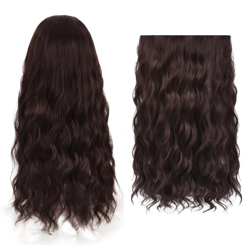 8 Cm Full Head Long Corn Wave Clip In Hair Extensions Brown
