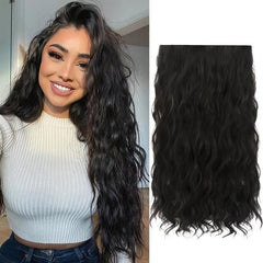 8 Cm Full Head Long Corn Wave Clip In Hair Extensions Brown