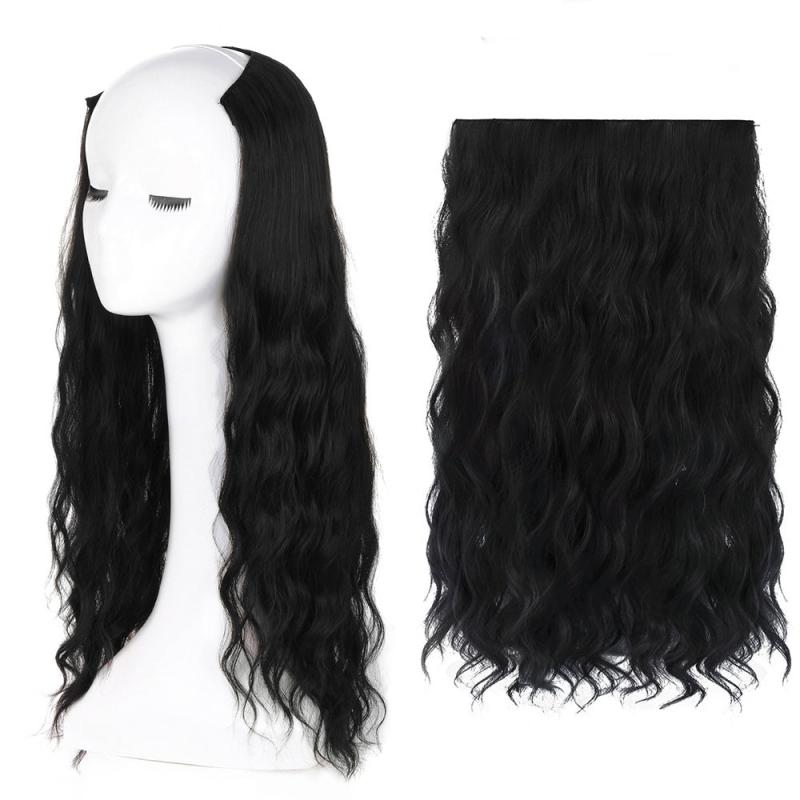 8 Cm Full Head Long Corn Wave Clip In Hair Extensions Brown