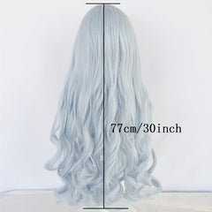 Long Wavy Silvery Gray Wig Anime Cosplay Wig + Wig Cap