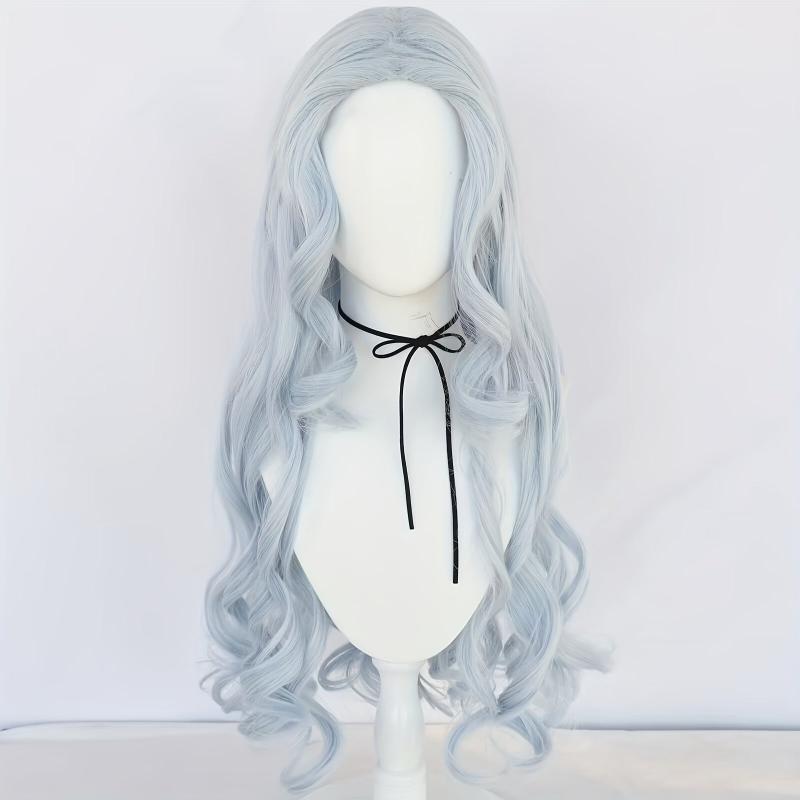 Long Wavy Silvery Gray Wig Anime Cosplay Wig + Wig Cap