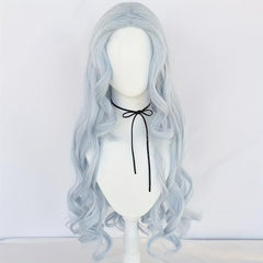 Long Wavy Silvery Gray Wig Anime Cosplay Wig + Wig Cap
