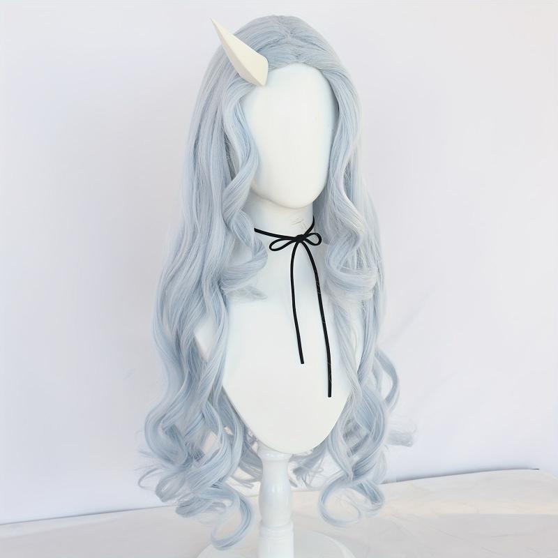 Long Wavy Silvery Gray Wig Anime Cosplay Wig + Wig Cap