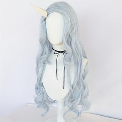 Long Wavy Silvery Gray Wig Anime Cosplay Wig + Wig Cap