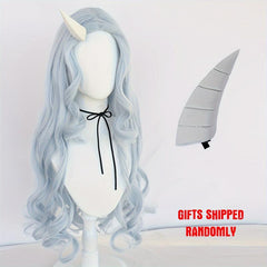 Long Wavy Silvery Gray Wig Anime Cosplay Wig + Wig Cap