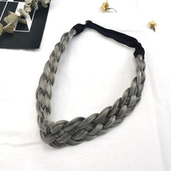 Adjustable Braided Headband Synthetic Hairpiece Wide Brimmed Hair Hoop