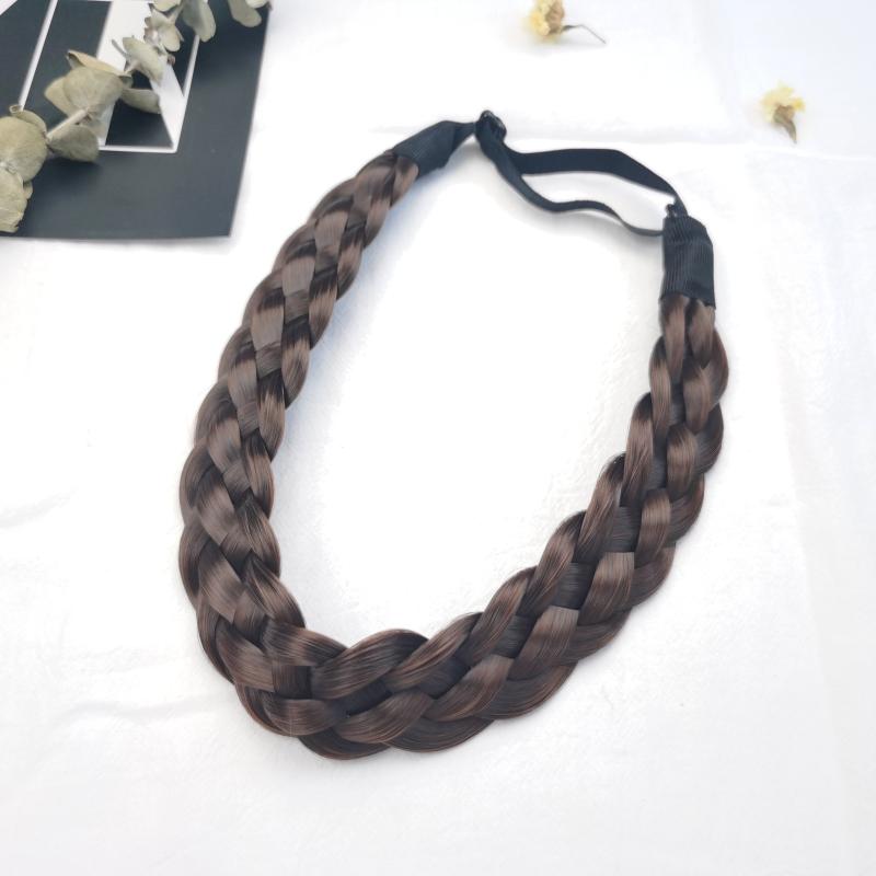 Adjustable Braided Headband Synthetic Hairpiece Wide Brimmed Hair Hoop