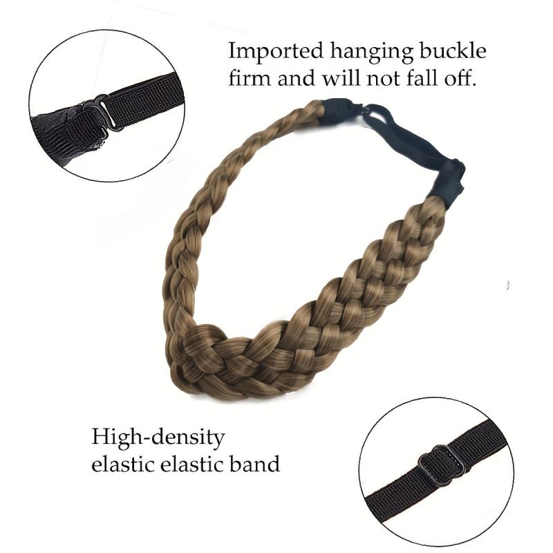 Adjustable Braided Headband Synthetic Hairpiece Wide Brimmed Hair Hoop