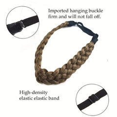 Adjustable Braided Headband Synthetic Hairpiece Wide Brimmed Hair Hoop
