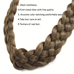 Adjustable Braided Headband Synthetic Hairpiece Wide Brimmed Hair Hoop