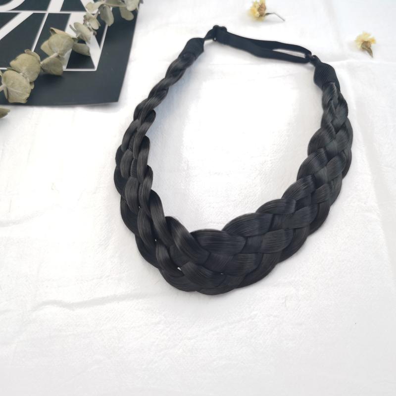 Adjustable Braided Headband Synthetic Hairpiece Wide Brimmed Hair Hoop