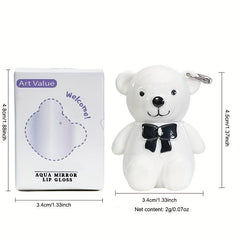 Bear Keychain Lip Glaze Mirror Dewy Finish Plumping Liquid Lipstick