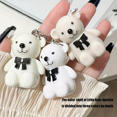 Bear Keychain Lip Glaze Mirror Dewy Finish Plumping Liquid Lipstick