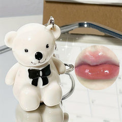 Bear Keychain Lip Glaze Mirror Dewy Finish Plumping Liquid Lipstick