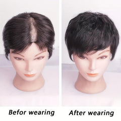 Fluffy Hairpiece Clip In Hair Extensions Natural Brown Synthetic Hair Piece