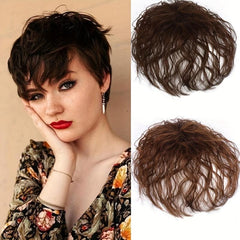 Fluffy Hairpiece Clip In Hair Extensions Natural Brown Synthetic Hair Piece