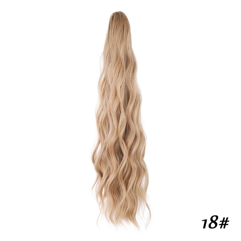 Long Wavy Ponytail Extension Claw Clip Mixed Brown Hairpiece 60cm