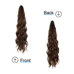 Long Wavy Ponytail Extension Claw Clip Mixed Brown Hairpiece 60cm