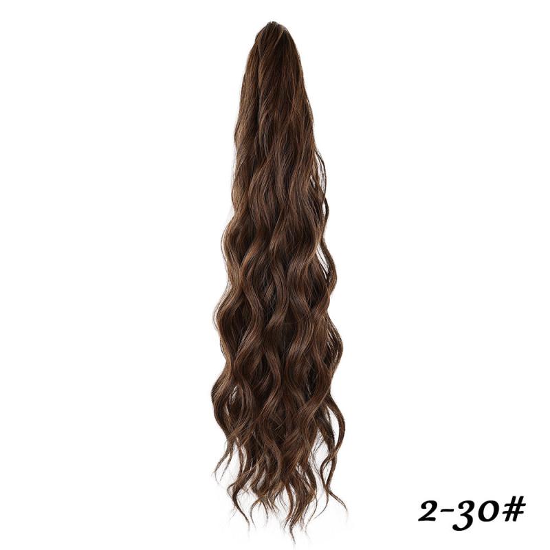 Long Wavy Ponytail Extension Claw Clip Mixed Brown Hairpiece 60cm