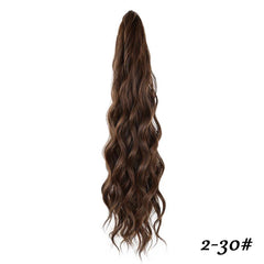 Long Wavy Ponytail Extension Claw Clip Mixed Brown Hairpiece 60cm
