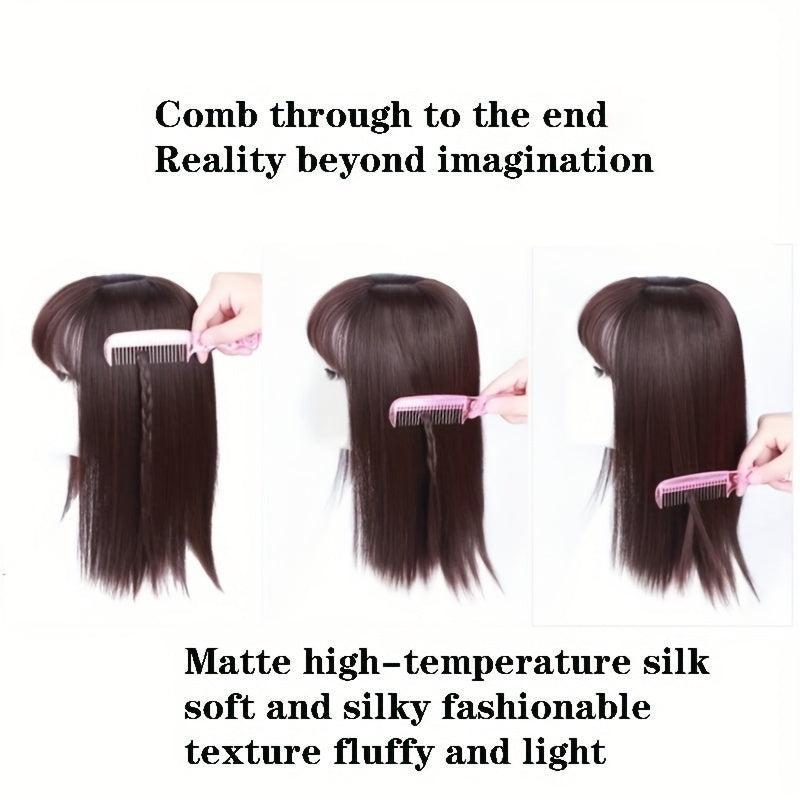 35 56cm Straight Hair Topper with Bangs Synthetic Hair Piece for Women