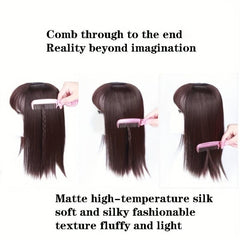 35 56cm Straight Hair Topper with Bangs Synthetic Hair Piece for Women