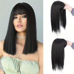 35 56cm Straight Hair Topper with Bangs Synthetic Hair Piece for Women