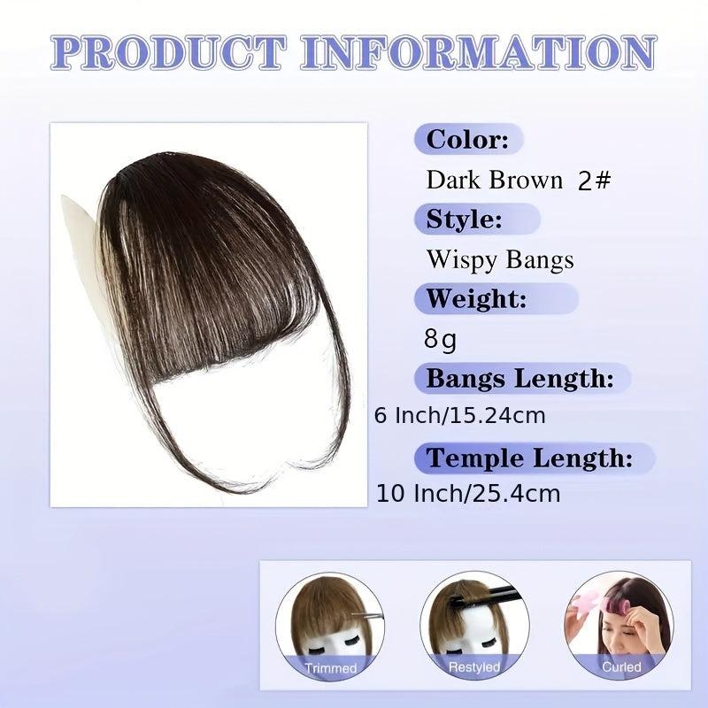 Straight Human Hair Bangs Clip In Extensions with Temples