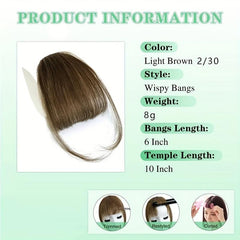 Straight Human Hair Bangs Clip In Extensions with Temples