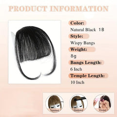Straight Human Hair Bangs Clip In Extensions with Temples