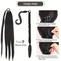 PreStretched Braided Ponytail With Elastic Hair Rope Long Ponytail