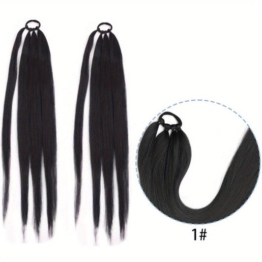 PreStretched Braided Ponytail With Elastic Hair Rope Long Ponytail