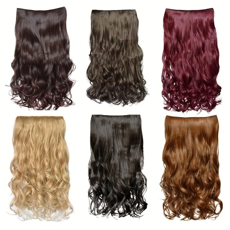 5clips Curly Hair Pieces Synthetic Clip In Hair Extensions for Daily Use