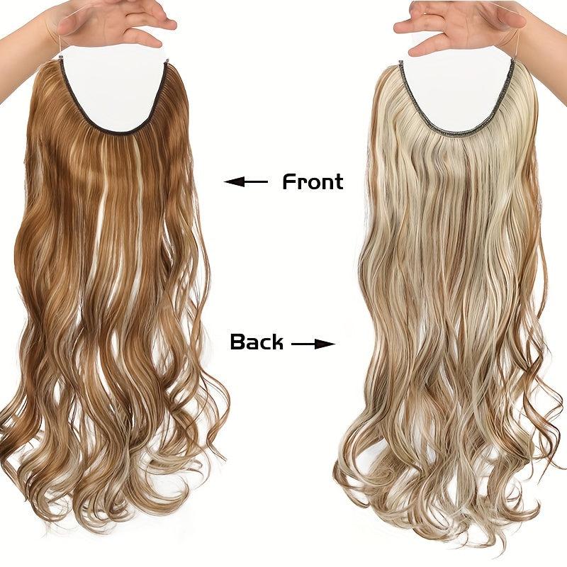 55 88 Cm Natural Curly Hair Extensions Wig Fish Line Hairpiece