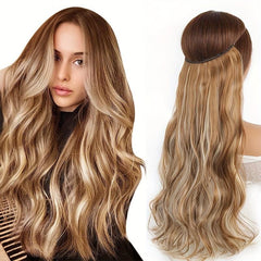 55 88 Cm Natural Curly Hair Extensions Wig Fish Line Hairpiece