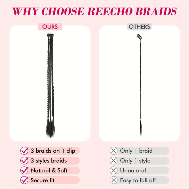3 Strand Braid Synthetic Clip In Hair Extensions for Daily Use