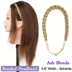 Chunky Braided Headband Elastic Stretch Braid Hairband Brown