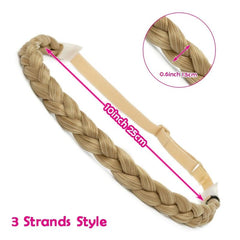 Chunky Braided Headband Elastic Stretch Braid Hairband Brown