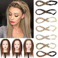 Chunky Braided Headband Elastic Stretch Braid Hairband Brown