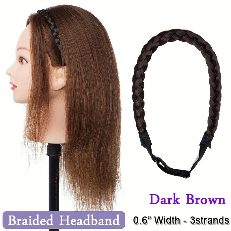 Chunky Braided Headband Elastic Stretch Braid Hairband Brown