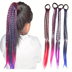 4pcs Small Braid Ponytail Elastic Hair Extensions