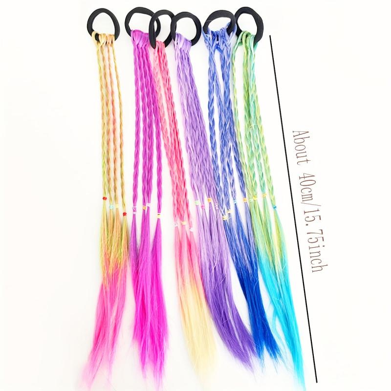 4pcs Small Braid Ponytail Elastic Hair Extensions