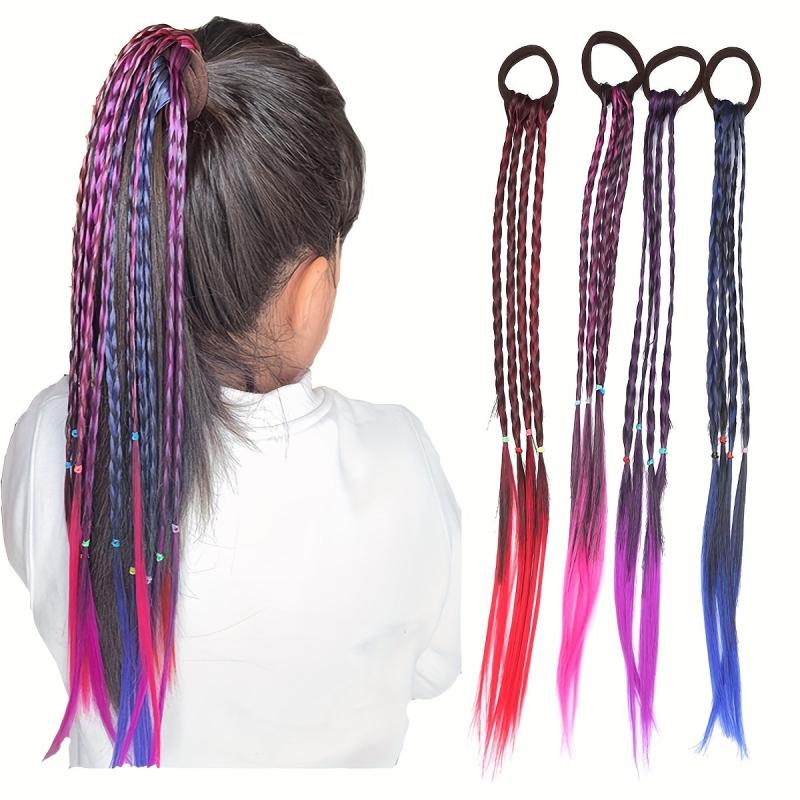 4pcs Small Braid Ponytail Elastic Hair Extensions