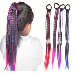 4pcs Small Braid Ponytail Elastic Hair Extensions