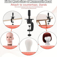 Mannequin Head Stand Holder Clamp Wig Stand Holder Professional Use