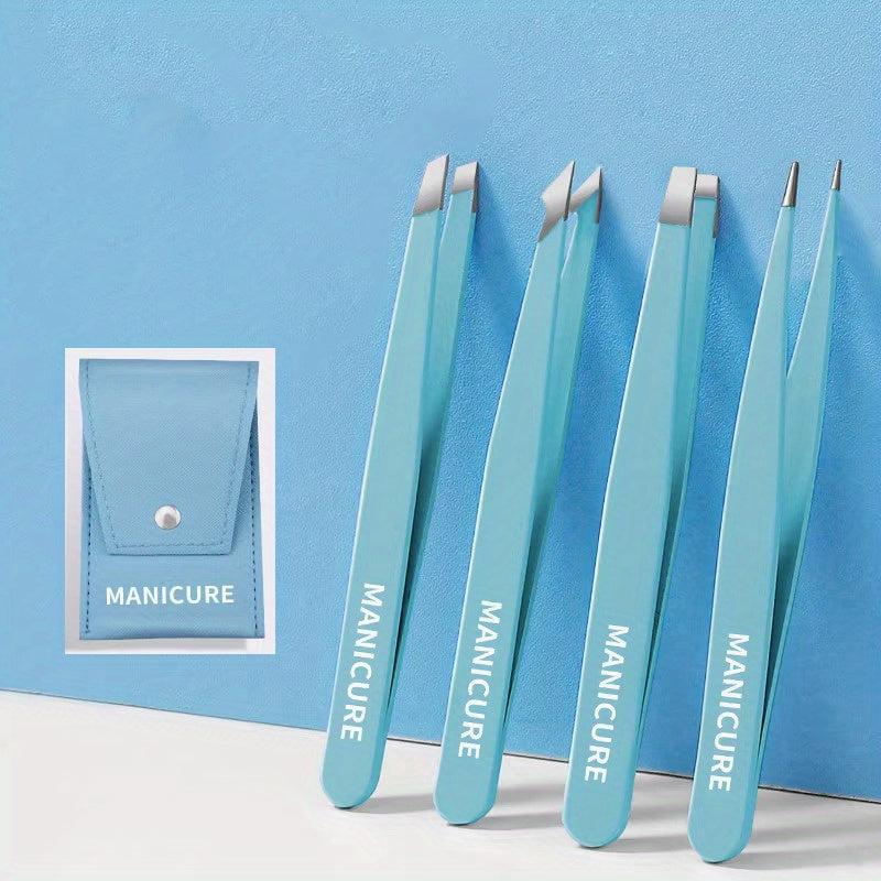 Professional Tweezers Set for Hair Removal with Storage Case