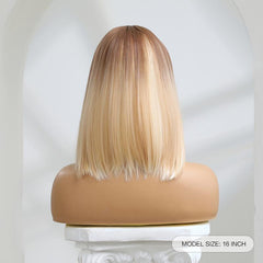 Blonde Bob Wig Shoulder Length Straight Bob Wigs With Middle Part